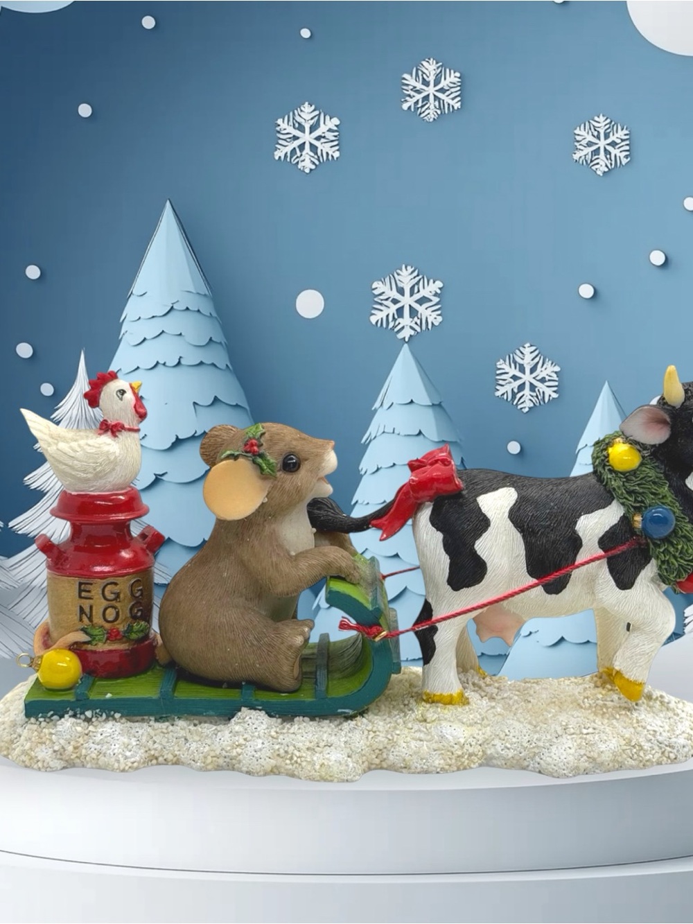 Vtg Fitz and Floyd Charming Tails "Moo-ey Christmas" Figurine #97/128 Dean Griff
